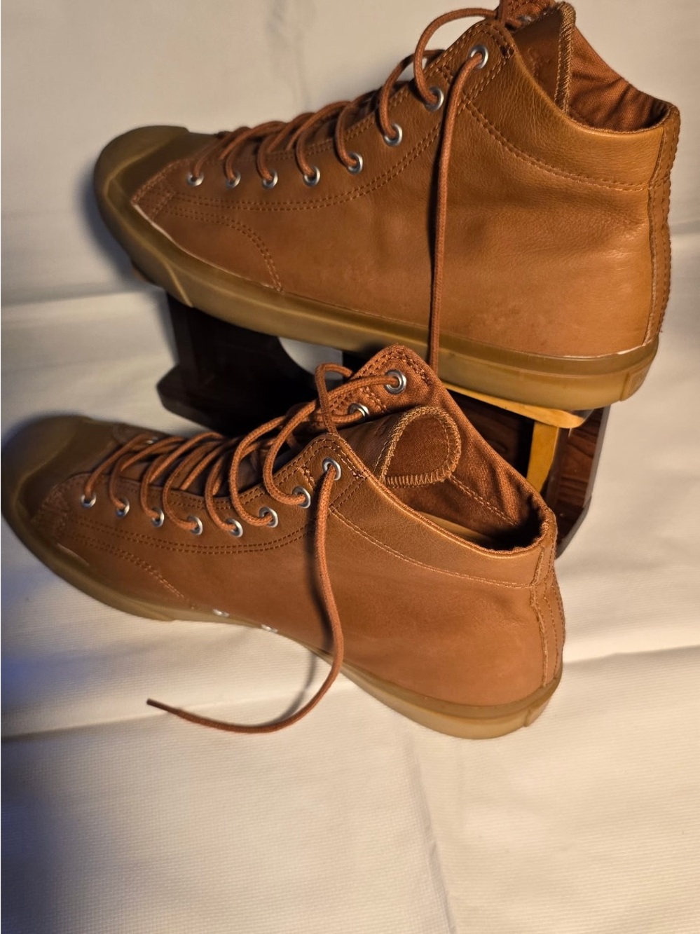 Jack Purcell Converse Men’s Tan/Brown High-Top Leather Boots - Picture 3 of 7
